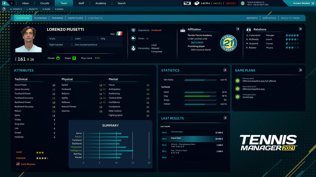 Tennis Manager 2021 (PC) - Steam Key - EU
