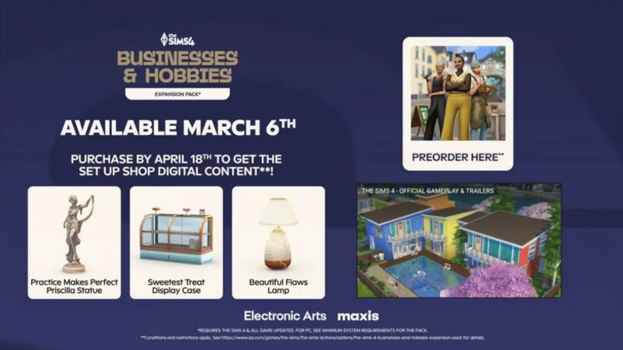 The Sims 4 - Businesses & Hobbies Expansion Pack - Preorder Bonus (PC) - EA App Key - GLOBAL
