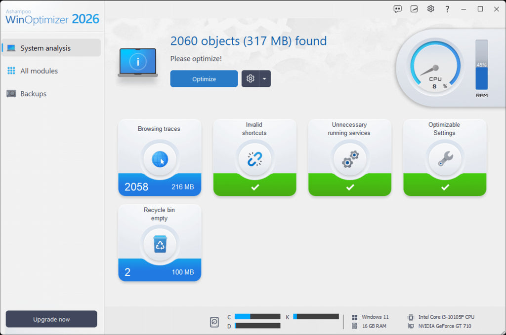 Ashampoo WinOptimizer 2026 (PC) (1 Device, Lifetime)  - Ashampoo Key - GLOBAL