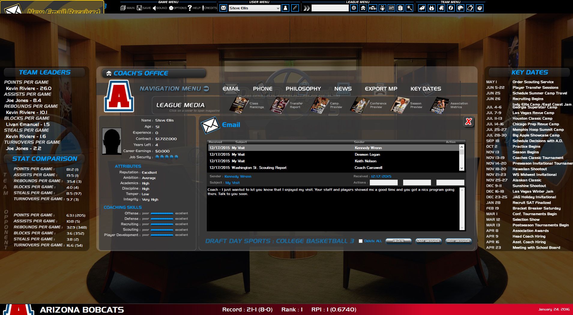 Draft Day Sports College Basketball 3 Steam Key GLOBAL